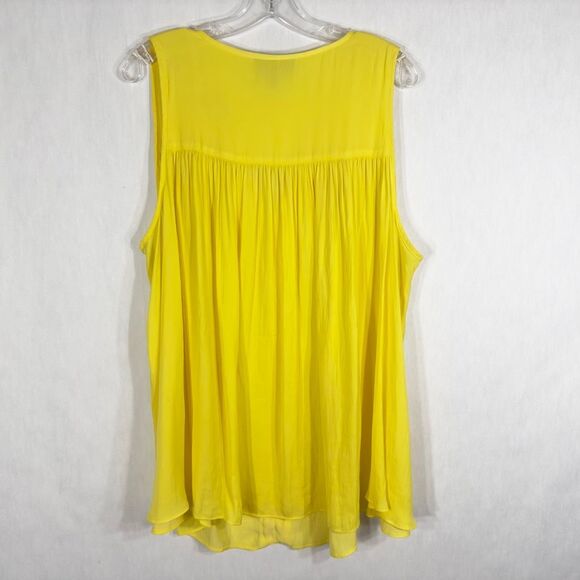 Lane Bryant Plus Size 22 24 Top Yellow‎ Chiffon Sleeveless Flowy Long Tunic 1349 - Picture 2 of 8